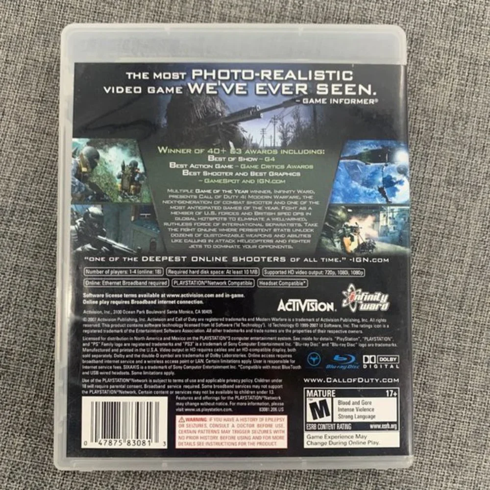 PS3 Call of Duty‎ 4 Modern Warfare Mature 17+ Playstation 3